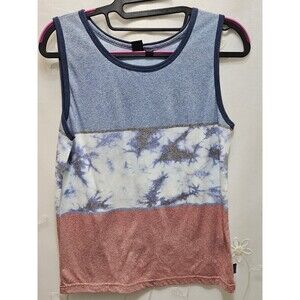 Ocean Current Mens Large Blue Tank Top Water Color Block Tie-Dye Aloha Coastal